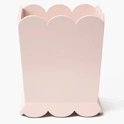 Soft Pink Scalloped Lacquer Waste Paper Bin