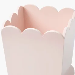 Soft Pink Scalloped Lacquer Waste Paper Bin