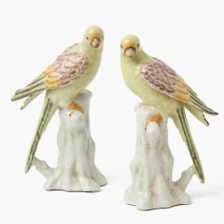 Soft Yellow Porcelain Parrot (Pair)