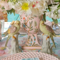 Soft Yellow Porcelain Parrot (Pair)