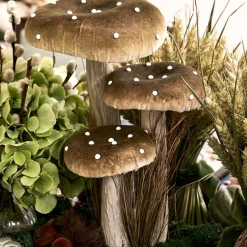 Tall Green Velvet Mushrooms (Set of 3)