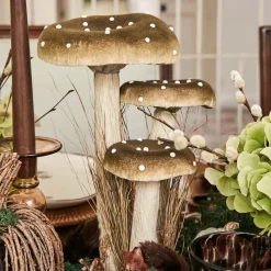 Tall Green Velvet Mushrooms (Set of 3)