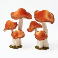 Tall Orange Glitter Mushrooms (Pair)