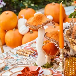 Tall Orange Glitter Mushrooms (Pair)