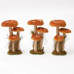 Tall Orange Velvet Mushrooms (Set of 3)