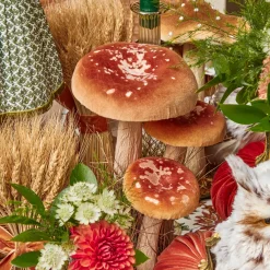 Tall Orange Velvet Mushrooms (Set of 3)
