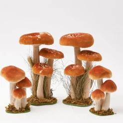 Tall Orange Velvet Mushrooms (Set of 3)