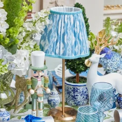 Tall Rechargeable Lamp with Blue Ikat Shade (18cm)