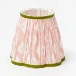 Tall Rechargeable Lamp with Pink & Green Ikat Shade (18cm)