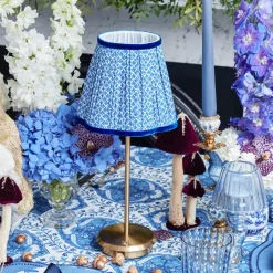 Tall Rechargeable Lamp with Cobalt Lotus Shade (18cm)