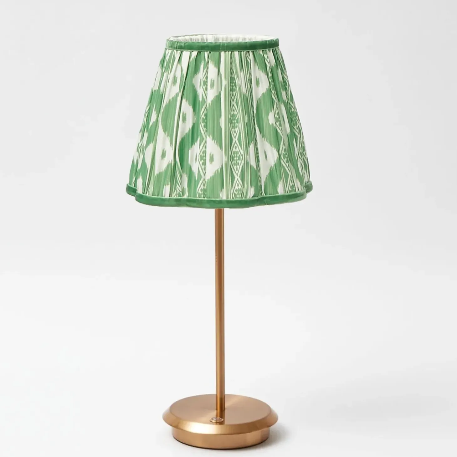 Tall Rechargeable Lamp with Green Ikat Shade (18cm)
