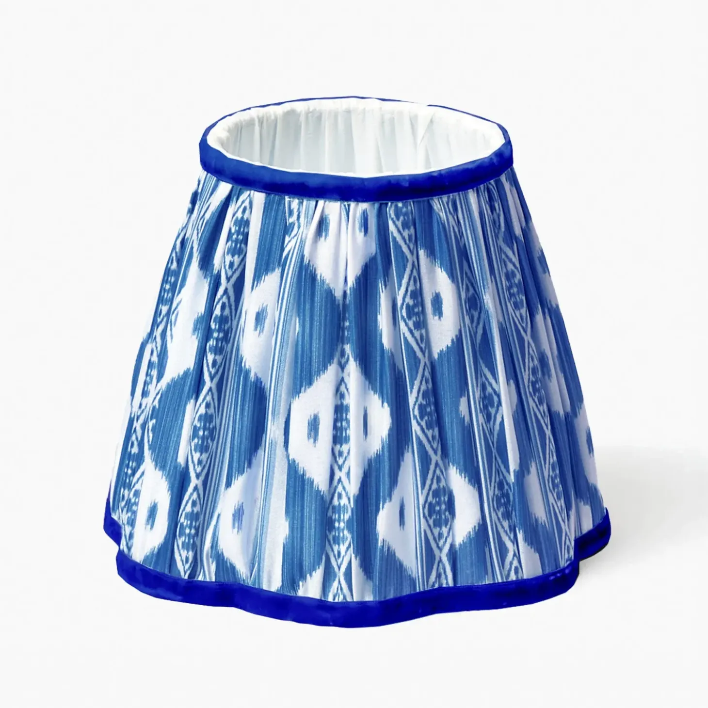 Tall Rechargeable Lamp with Cobalt Ikat Shade (18cm)