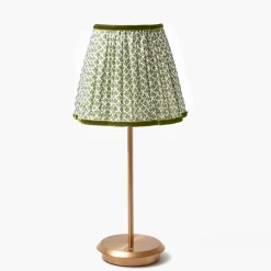 Tall Rechargeable Lamp with Olive Lotus Shade (18cm)