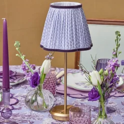 Tall Rechargeable Lamp with Lilac Lotus Shade (18cm)