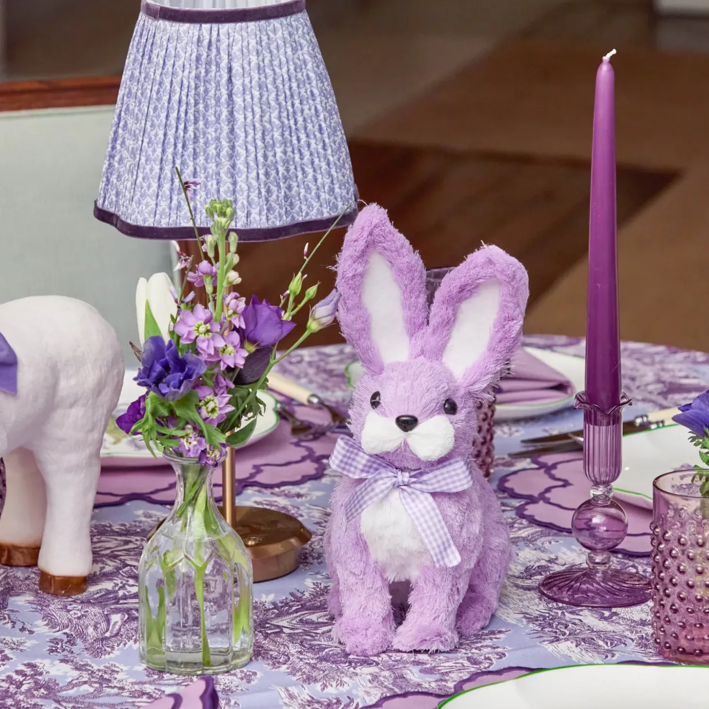 Tall Rechargeable Lamp with Lilac Lotus Shade (18cm)