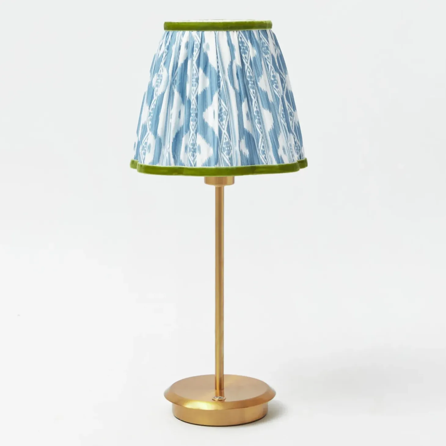 Tall Rechargeable Lamp with Blue & Green Ikat Shade (18cm)