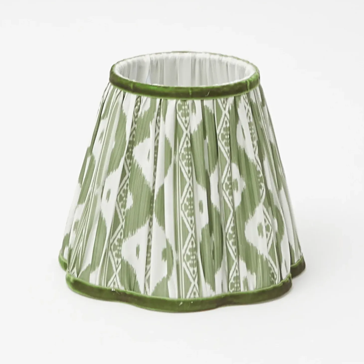 Tall Rechargeable Lamp with Olive Ikat Shade (18cm)