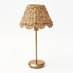 Tall Rechargeable Lamp with Natural Seagrass Shade