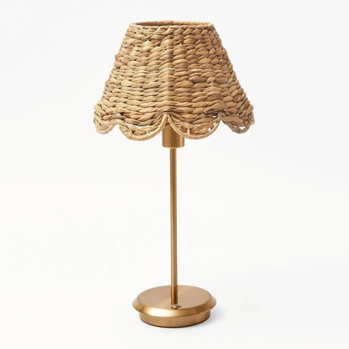 Tall Rechargeable Lamp with Natural Seagrass Shade