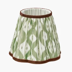 Tall Rechargeable Lamp with Olive & Chocolate Ikat Shade (18cm)