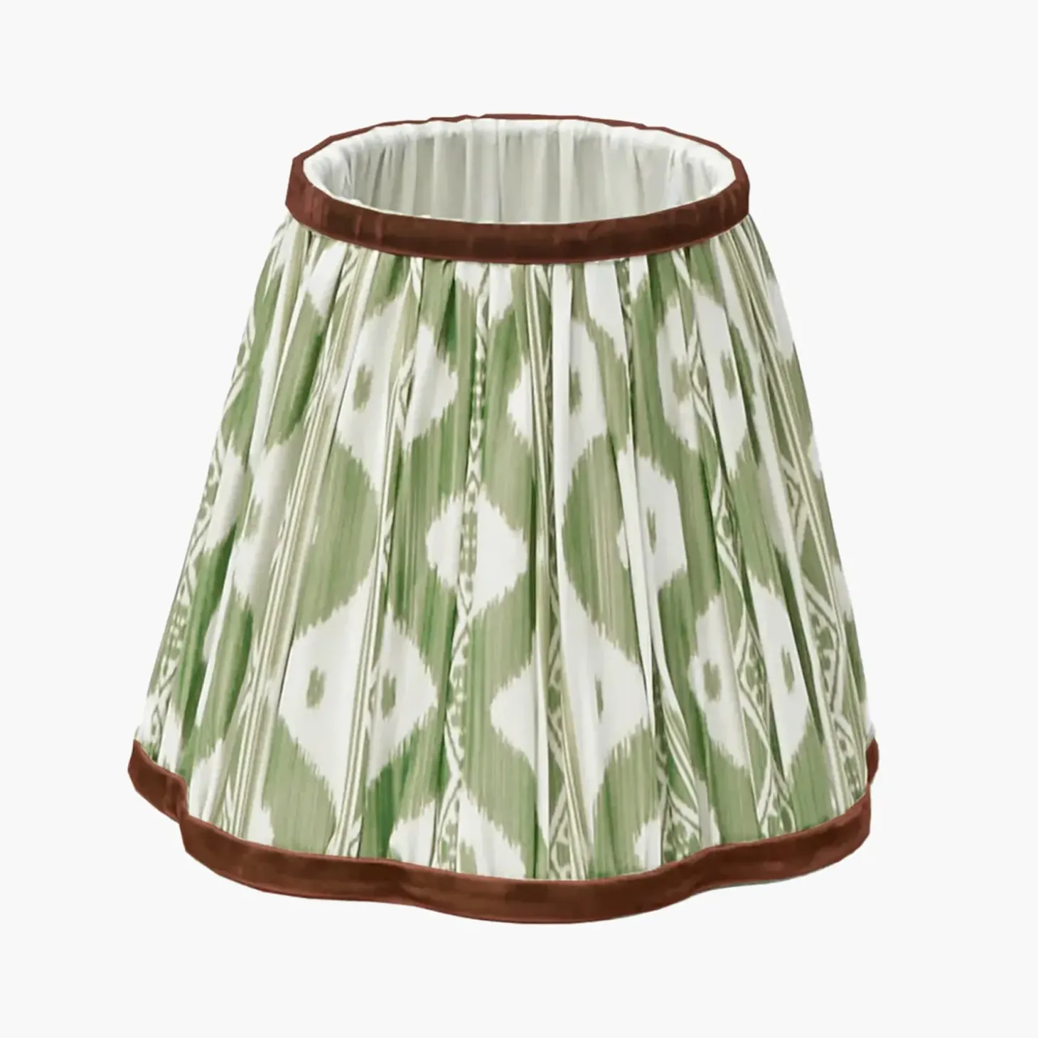 Tall Rechargeable Lamp with Olive & Chocolate Ikat Shade (18cm)