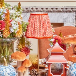 Tall Rechargeable Lamp with Orange Lotus Shade (18cm)