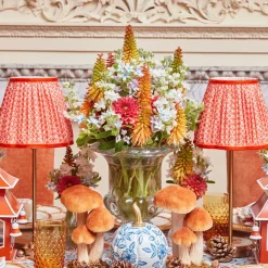 Tall Rechargeable Lamp with Orange Lotus Shade (18cm)