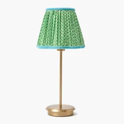 Tall Rechargeable Lamp with Green & Blue Lotus Shade (18cm)
