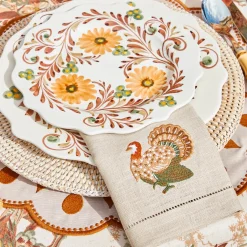 Taupe Embroidered Turkey Linen Napkins (Set of 4)