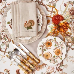 Taupe Embroidered Turkey Linen Napkins (Set of 4)