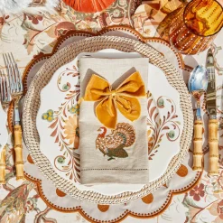 Taupe Embroidered Turkey Linen Napkins (Set of 4)
