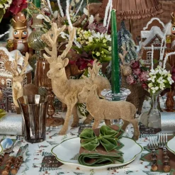 Taupe Flocked Reindeer Family