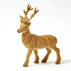 Taupe Flocked Reindeer Family