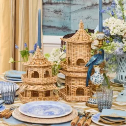 Thea Rattan Pagoda Lantern - 30cm