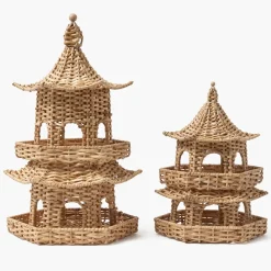 Thea Rattan Pagoda Lantern - 45cm