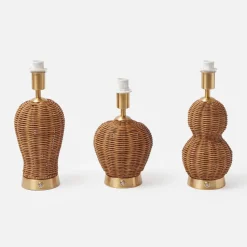 Trio of Rechargeable Rattan Lamps