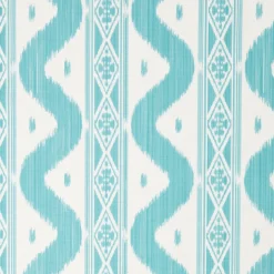 Turquoise Ikat Stripe Fabric
