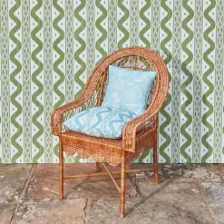 Turquoise Ikat Stripe Fabric