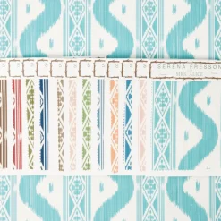 Turquoise Ikat Stripe Fabric