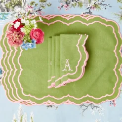 Valérie Green & Pink Placemats & Napkins (Set of 4)