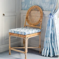 Vivienne Rattan Chair with Ikat Seat Pad Cushion