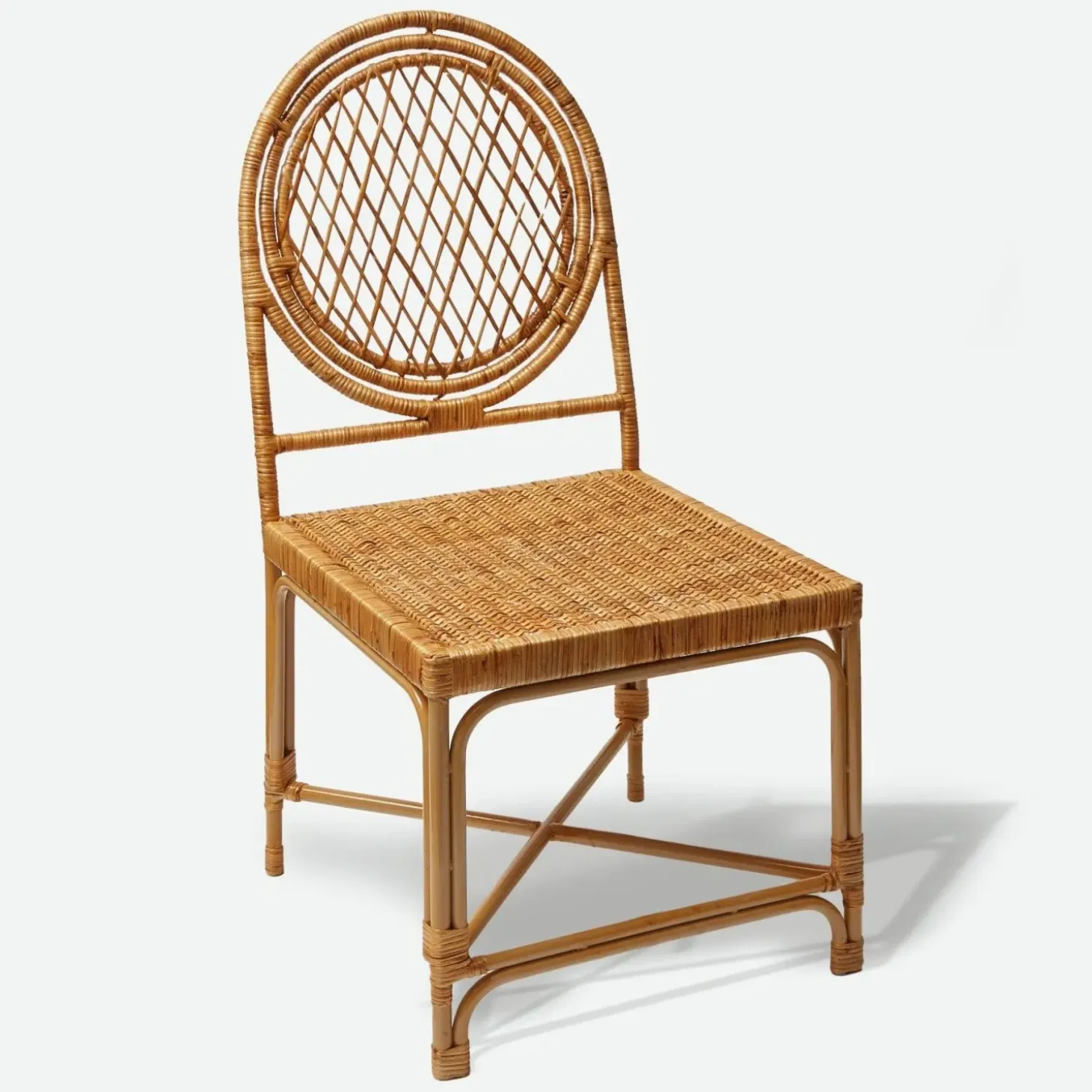 Vivienne Rattan Chair with Ikat Seat Pad Cushion