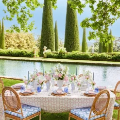 Vivienne Rattan Chair with Ikat Seat Pad Cushion