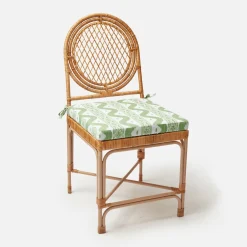 Vivienne Rattan Chair with Ikat Seat Pad Cushion