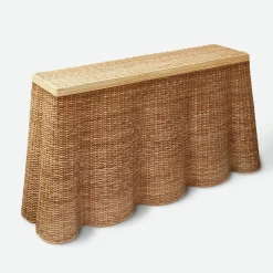 Vivienne Rattan Scalloped Console Table
