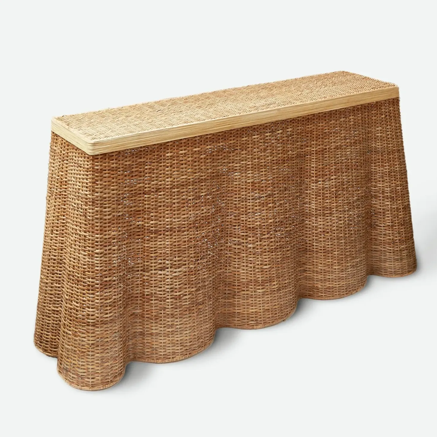 Vivienne Rattan Scalloped Console Table