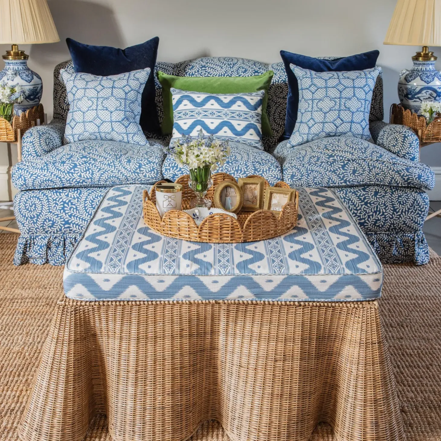Vivienne Rattan Scalloped Ottoman
