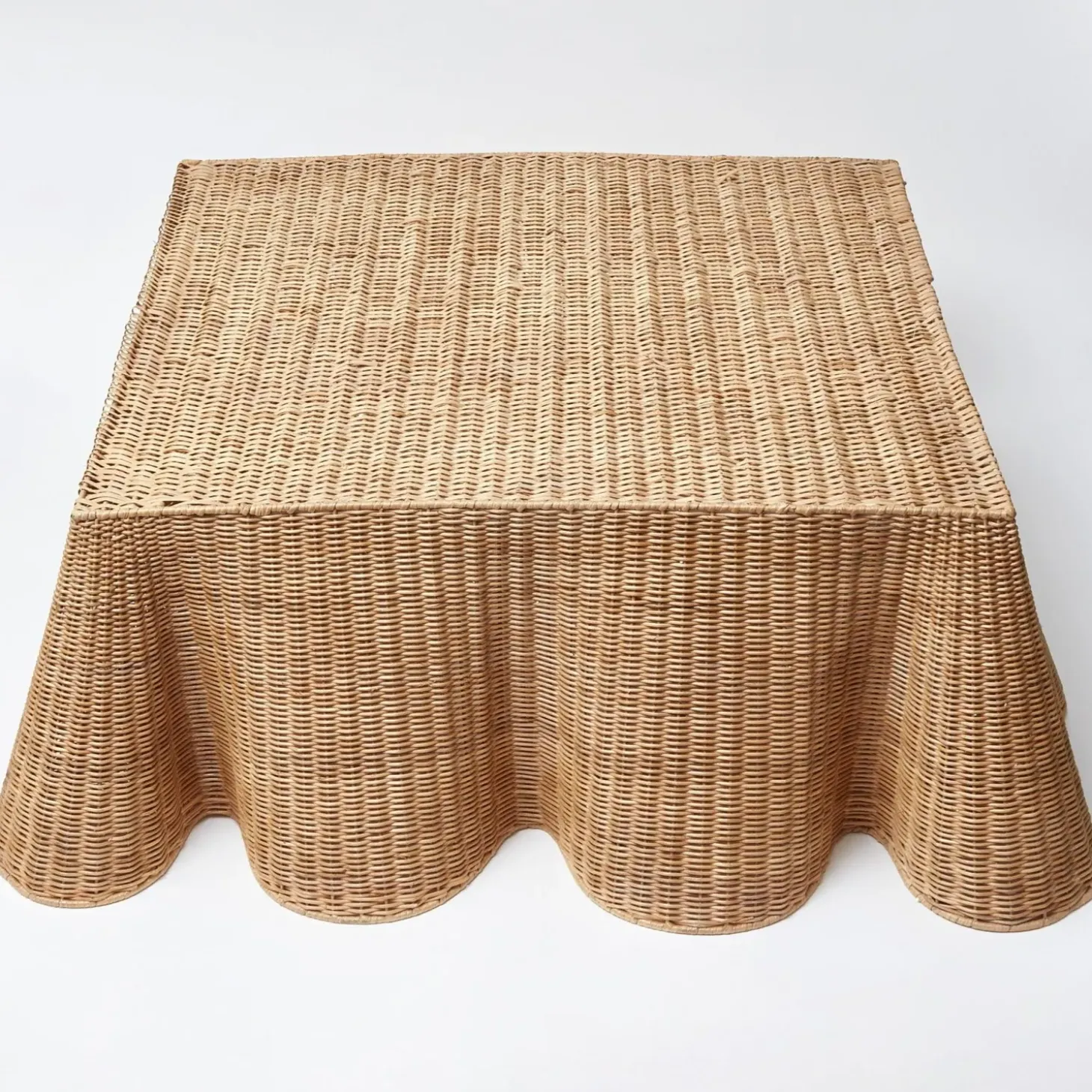 Vivienne Rattan Scalloped Ottoman