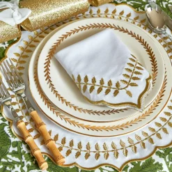 White & Gold Laurel Napkins (Set of 4)