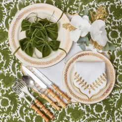 White & Gold Laurel Napkins (Set of 4)